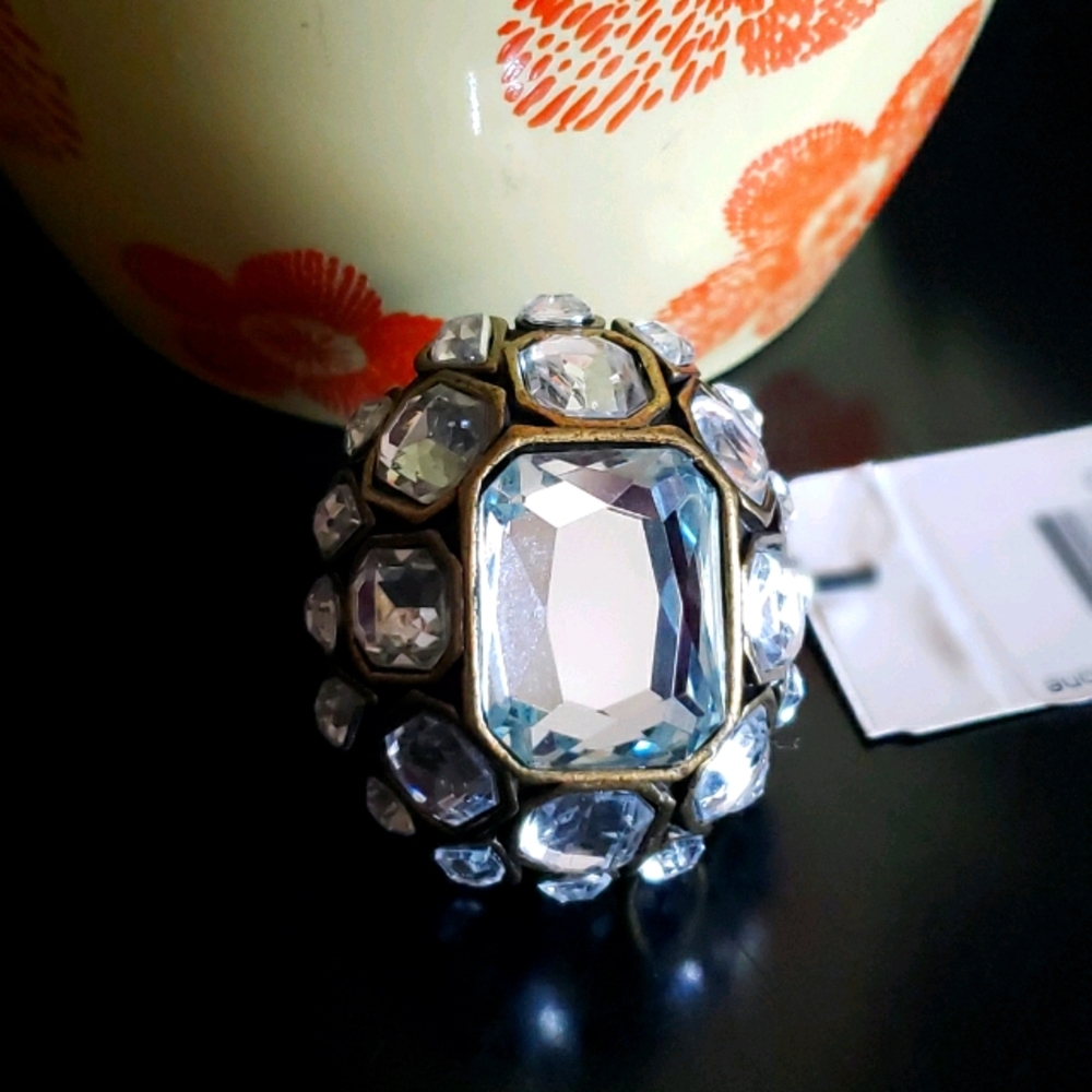 NWT Large Rhinestone Rock Stretch Ring